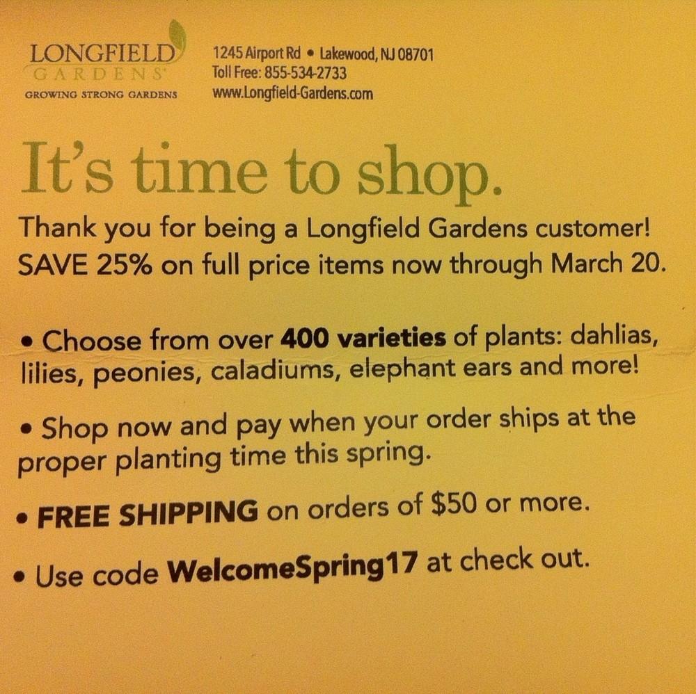 Longfield Gardens 25 off expires 20Mar2017 code